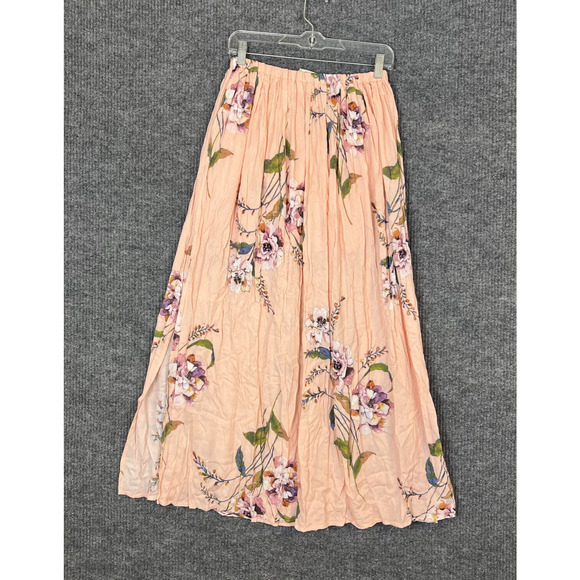 Style Rack Womens Orange Floral Midi Skirt Size Small Rayon Bohemian Cottage - Picture 3 of 8